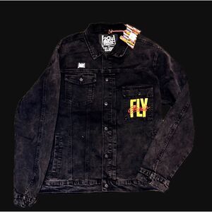 Born Fly "Still Fly" 20th Studios Denim Jacket 2XL NWT Black Graphic Streetwear